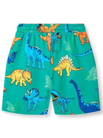 Småfolk Shorts "Dinosaurier" in Türkis/ Bunt