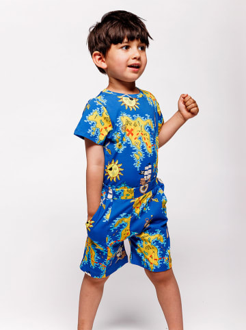 Småfolk Shorts "Seeräuberkarte" in Blau/ Gelb