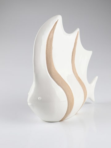 AM Design Dekofigur "Fisch" in Weiß/ Hellbraun - (B)20 x (H)22 cm