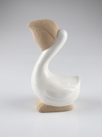 AM Design Deco figuur "Pelikaan" wit/lichtbruin - (B)10 x (H)19 cm