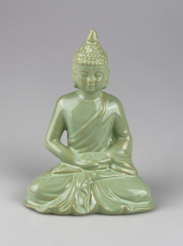 AM Design Dekofigur "Buddha" in Grün - (B)16 x (H)24 cm