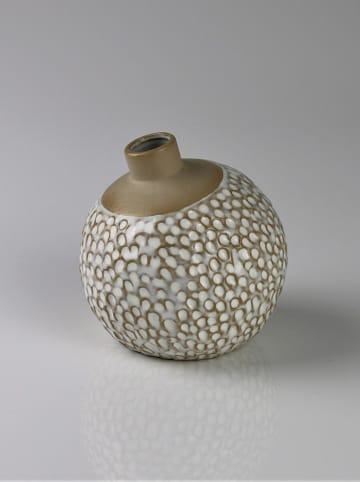 AM Design Vase in Beige/ Weiß - (H)11 x Ø 10 cm