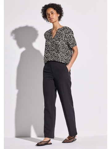 Street One Bluse in Schwarz/ Beige