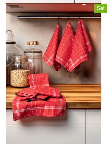 Violeta Home 10er-Set: Geschirrtücher in Rot/ Weiß - (L)70 x (B)50 cm