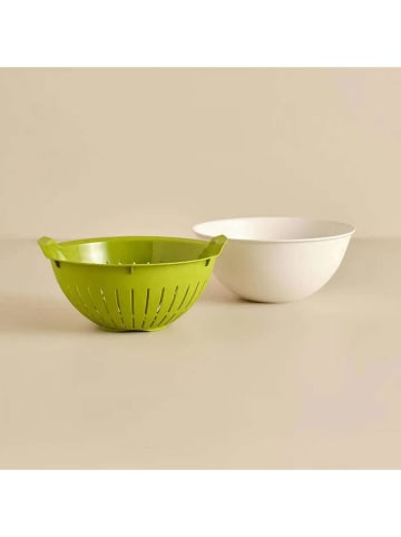 Violeta Home 2tlg. Set: Küchensieb in Grün/ Weiß - (H)11 x  Ø 25,5 cm