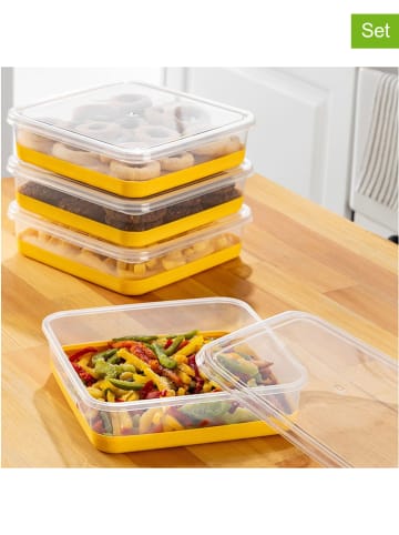 Violeta Home 4er-Set: Kühlschrank-Organizer in Gelb - (B)22 x (H)5,5 x (T)22 cm