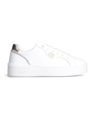 Liu Jo Skórzane sneakersy w kolorze złoto-białym