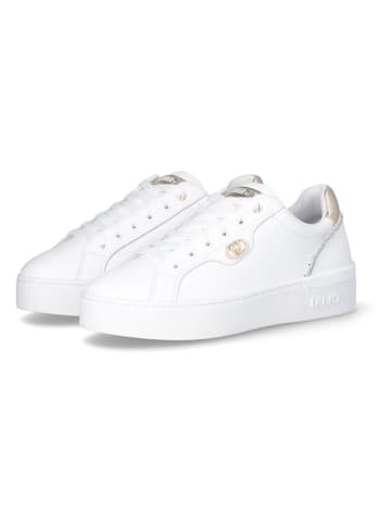 Liu Jo Skórzane sneakersy w kolorze złoto-białym