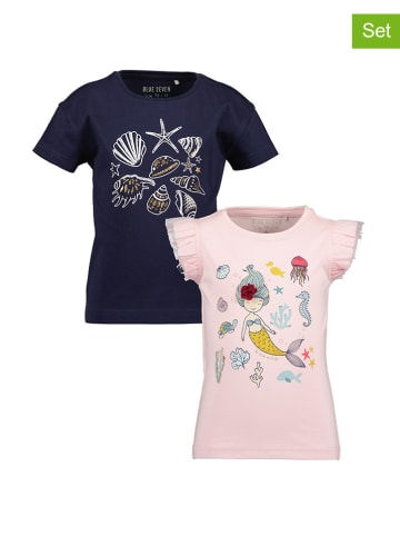 Blue Seven 2er Set: Shirts in Dunkelblau/ Rosa