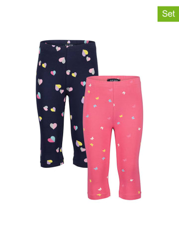 Blue Seven 2er Set: Capri-Leggings in Pink/ Dunkelblau/ Bunt