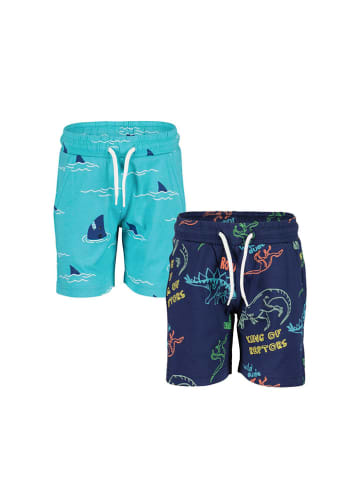 Blue Seven 2er Set: Shorts in Dunkelblau/ Türkis/ Bunt