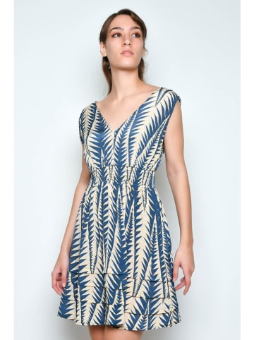 H.H.G. Kleid in Creme/ Dunkelblau