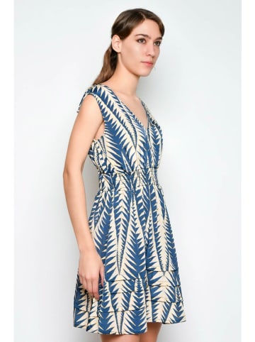 H.H.G. Kleid in Creme/ Dunkelblau