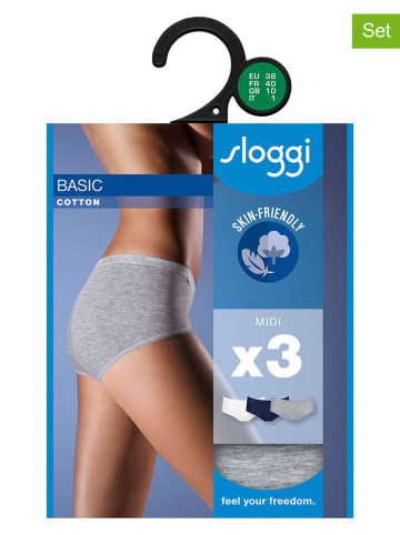 Sloggi Pełne figi (3 pary) w kolorze szaro-biało-granatowym