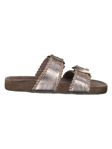 s.Oliver Leren slippers zilverkleurig