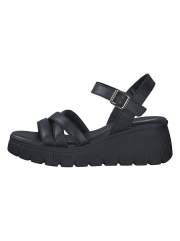 s.Oliver Leder-Keil-Sandaletten in Schwarz