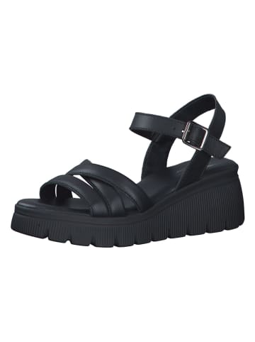 s.Oliver Leder-Keil-Sandaletten in Schwarz