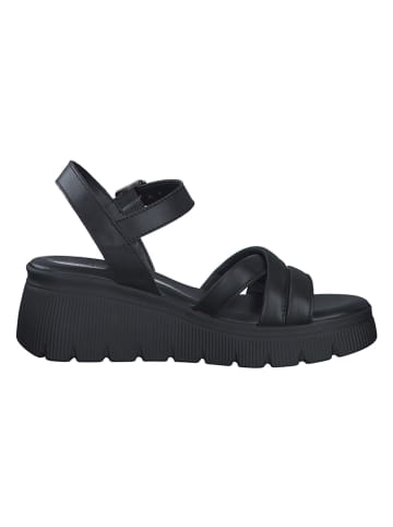 s.Oliver Leder-Keil-Sandaletten in Schwarz