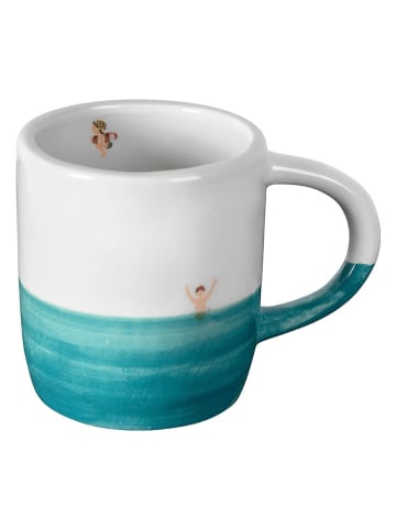 Folkifreckles Kubek "Splash" w kolorze biało-turkusowym - 300 ml