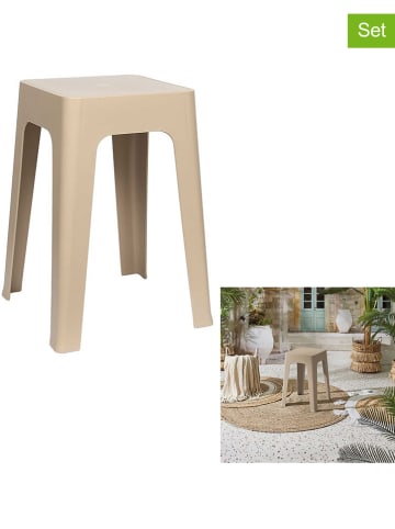 Garden Spirit 2er-Set: Hocker ''Spectra'' in Beige - (B)34,5 x (H)47 x (T)34,5 cm