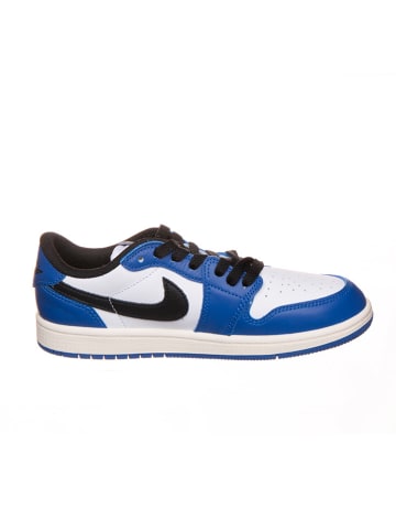 Nike Leder-Sneakers "Air Jordan 1 Low" in Weiß/ Blau/ Schwarz