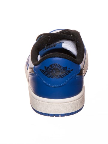 Nike Leder-Sneakers "Air Jordan 1 Low" in Weiß/ Blau/ Schwarz