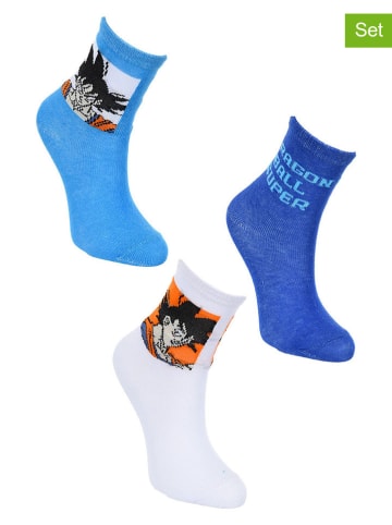 Dragon Ball Z Skarpety (3 pary) "Dragon Ball Super" w kolorze niebiesko-białym ze wzorem