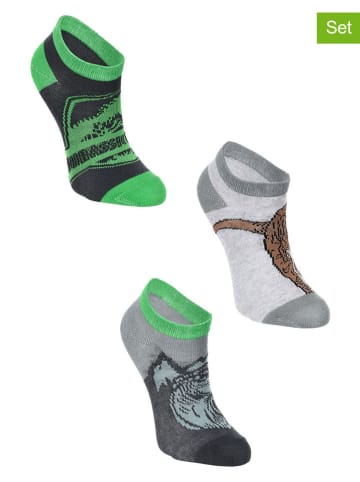 Jurassic World Skarpety (3 pary) "Park Jurajski" w kolorze szaro-zielonym