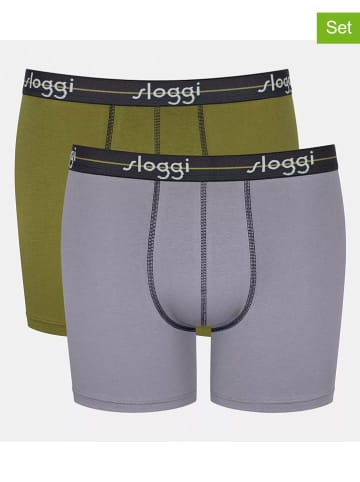 Sloggi 2er-Set: Boxershorts "Start" in Khaki/ Grau