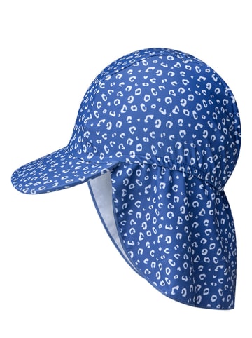 Swim Essentials Kapelusz "Blue Leopard" w kolorze niebieskim z osłoną karku