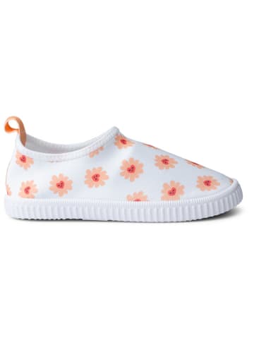 Swim Essentials Buty kąpielowe "Floral Love" w kolorze biało-pomarańczowym