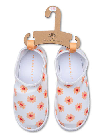 Swim Essentials Buty kąpielowe "Floral Love" w kolorze biało-pomarańczowym
