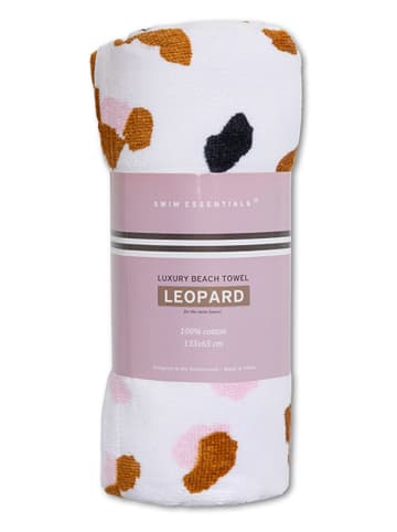 Swim Essentials Ręcznik plażowy "Kaki Leopard" w kolorze białym - 135 x 65 cm