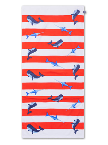Swim Essentials Ręcznik plażowy "Ocean" w kolorze czerwono-białym - 135 x 65 cm