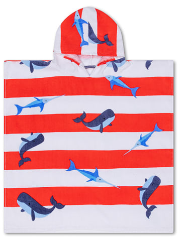 Swim Essentials Poncho ''Ocean'' in Rot/ Weiß - (L)65 x (B)65 cm