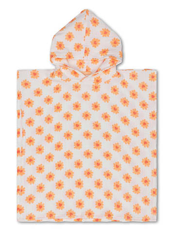 Swim Essentials Ponczo "Floral Love" w kolorze biało-pomarańczowym - 55 x 50 cm