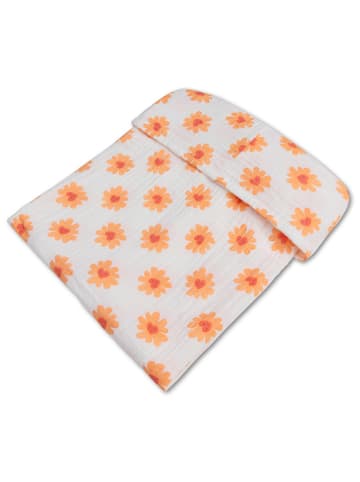 Swim Essentials Poncho ''Floral Love'' in Weiß/ Orange - (L)55 x (B)50 cm