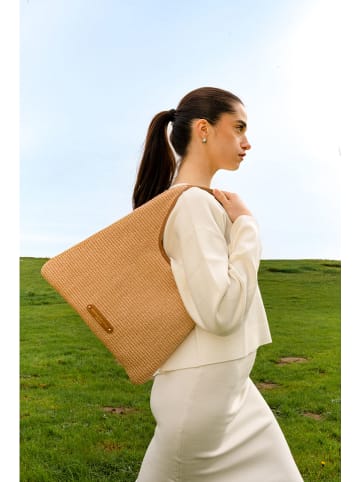 maison héritage PARIS Schultertasche "Mald" in Beige - (B)38 x (H)47 cm