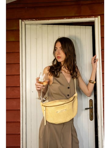 maison héritage PARIS Leder-Brustbeutel "Rachel Paille" in Beige - (B)35 x (H)18 x (T)15 cm