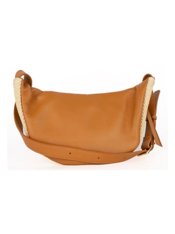 maison héritage PARIS Leren borstbuidel "Rachel Paille" beige/lichtbruin - (B)35 x (H)18 x (D)13 cm