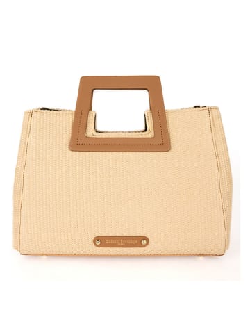maison héritage PARIS Leder-Henkeltasche "Jane Paille" in Beige - (B)35 x (H)25 x (T)15 cm
