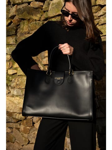 maison héritage PARIS Skórzany shopper bag "Mara" w kolorze czarnym - 46 x 32 x 15 cm