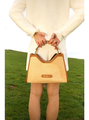 maison héritage PARIS Leder-Henkeltasche "Mini Cassis" in Beige/ Hellbraun - (B)31 x (H)22 x (T)11 cm