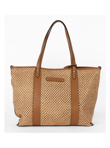 maison héritage PARIS Leder-Schultertasche "Elix Paille" in Beige - (B)36 x (H)30 x (T)11 cm