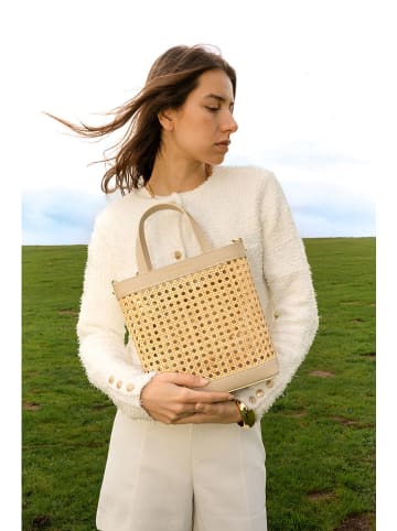 maison héritage PARIS Leder-Henkeltasche "Eos" in Beige - (B)24 x (H)26 x (T)8 cm