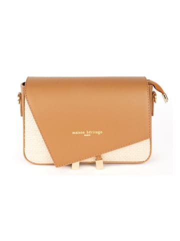 maison héritage PARIS Leder-Umhängetasche "Aela Paille" in Creme/ Hellbraun - (B)22 x (H)15 x (T)7 cm