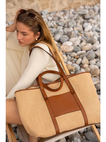 maison héritage PARIS Leder-Shopper "Malta" in Beige/ Hellbraun - (H)31 x (T)16 cm