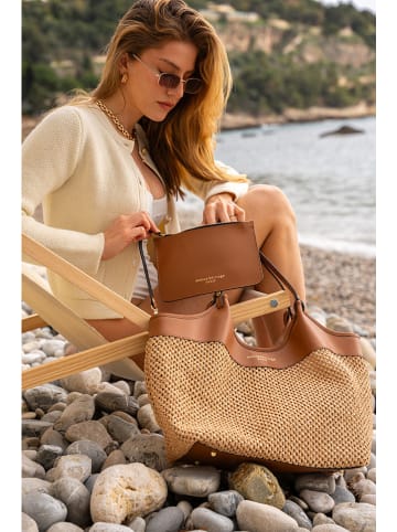 maison héritage PARIS Leder-Shopper "St Barths" in Beige/ Hellbraun - (B)49 x (H)38 x (T)16 cm