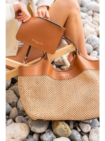 maison héritage PARIS Leder-Shopper "St Barths" in Beige/ Hellbraun - (B)49 x (H)38 x (T)16 cm