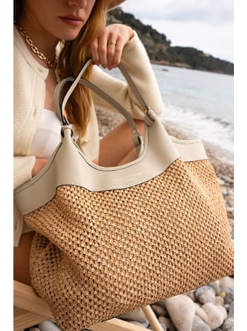 maison héritage PARIS Leder-Shopper "St Barths" in Beige - (B)49 x (H)38 x (T)16 cm